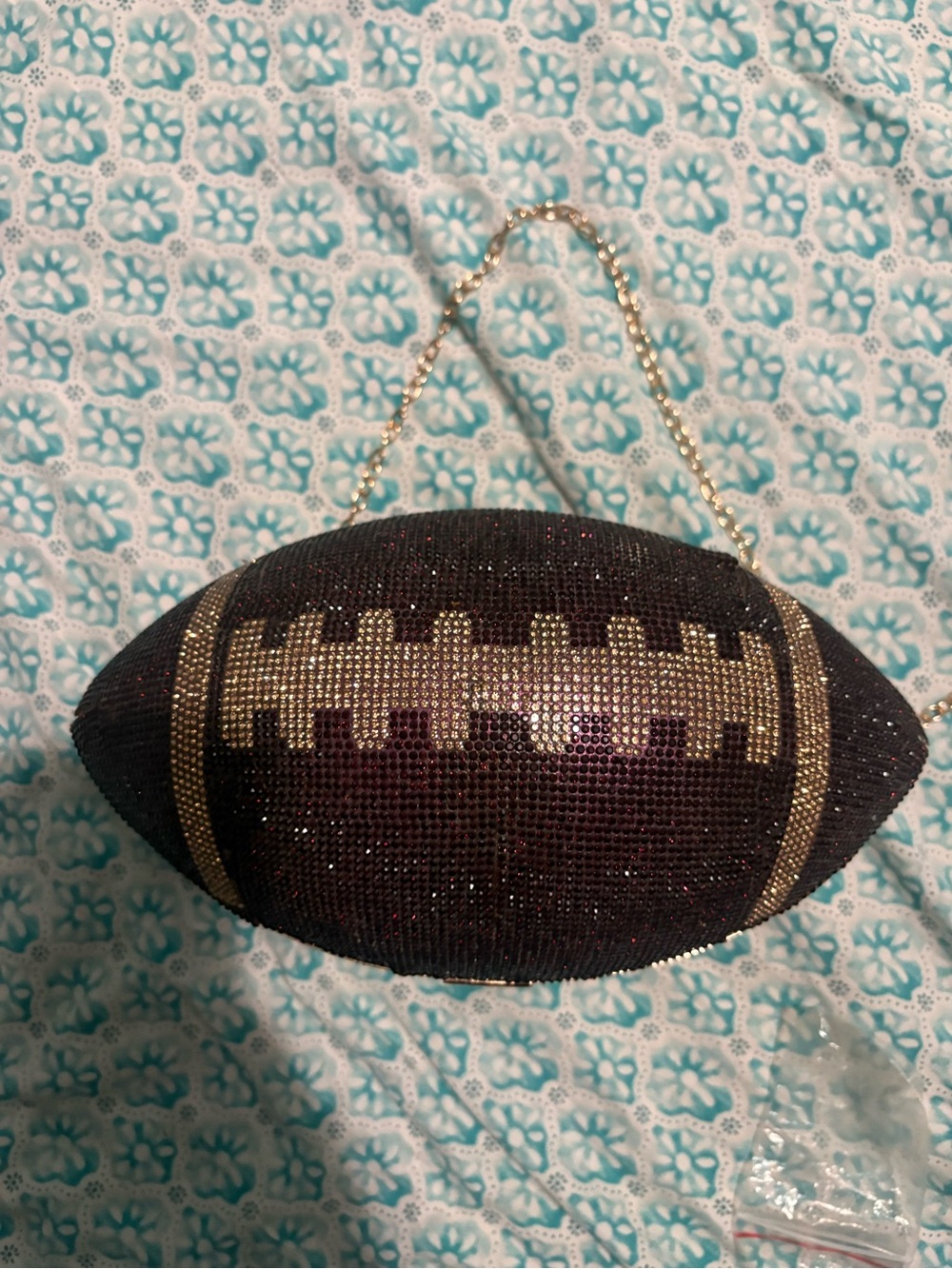 Football-Shaped Crystal Evening Bag